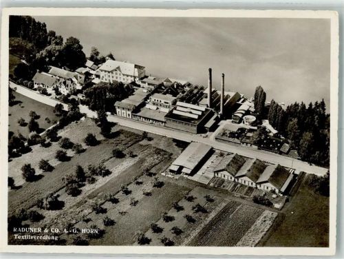 9326 Horn Foto AK Fliegeraufnahme Fabrik Kaduner und Co.