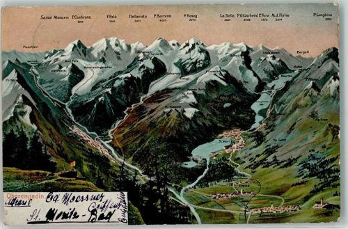 7505 Celerina/Schlarigna 1906 - Vogelschau Oberengadin