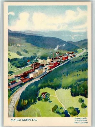 8307 Oberkempttal Effretikon 1929 Künstlerkarte Maggi Fabrik, Gesamtansicht, sehr gute Erhaltung AK