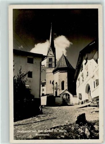 7536 Sta. Maria Val Müstair 1947 Foto AK Kirche
