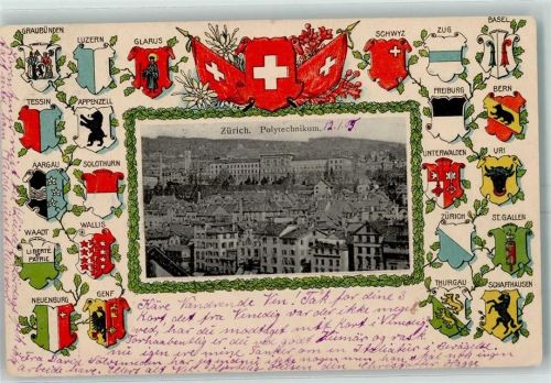8000 Zürich 1905 Prägedruck Polytechnikum Wappen