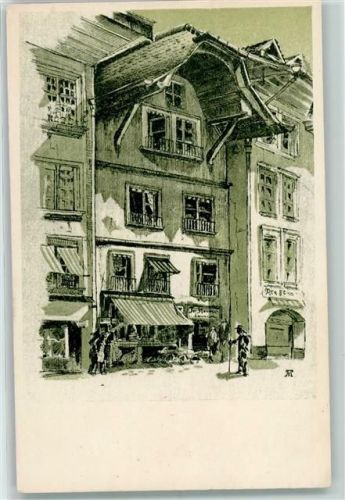 3000 Bern Berne Künstlerkarte An der Aarberggasse sign A. Stauffer Zeichnungen von Schülern des städt. Gymnasiums Schulreisefonds