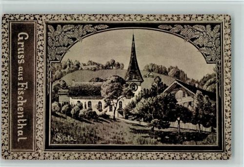 8497 Fischenthal 1919 Künstlerkarte Verlag sign Stutz - Schmuckrahmen , Tannenzapfen