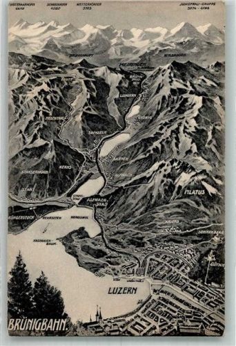 6000 Luzern Lucerne Foto AK Vogelschau Brünigbahn