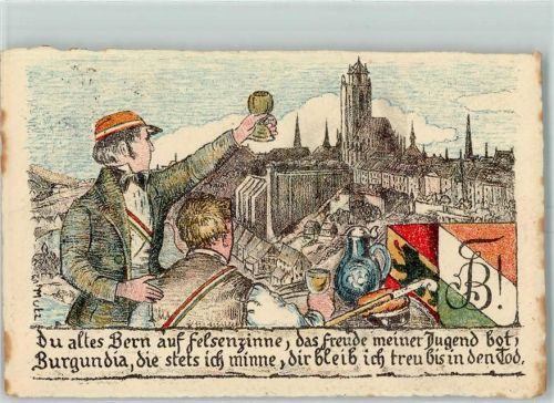 3000 Bern Berne Künstlerkarte AKV Burgundia Stadtaufnahme