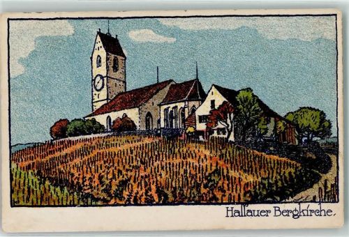 8215 Hallau 1919 Künstlerkarte Bergkirche St. Moritz