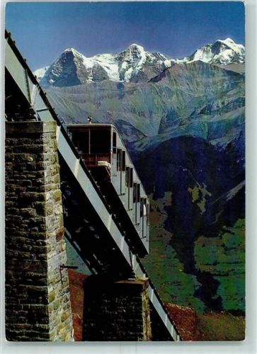 3711 Mülenen - Niesenbahn mit Jungfraugruppe eine maximale Steigung von 68 % bis zur Bergstation Niesen Kulm