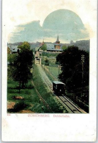 Zürichberg 1902 Lithographie Bergbahn Dolderbahn