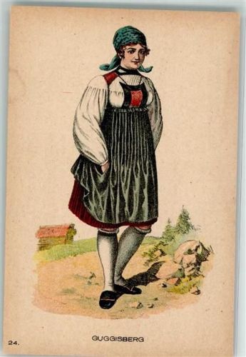 3158 Guggisberg Lithographie Tracht