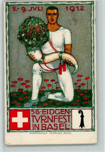 4000 Basel Bâle - 56 Eidgenössisches Turnfest Basel 1912 klassischer Sonderstempel sign Baumberger