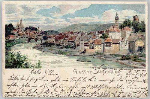 5080 Laufenburg Lithographie / Künstlerkarte sign. Biese