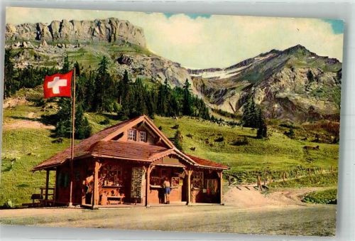1865 Les Diablerets Ormont-Dessus Foto AK Geschäft Kiosk Col du Pillon