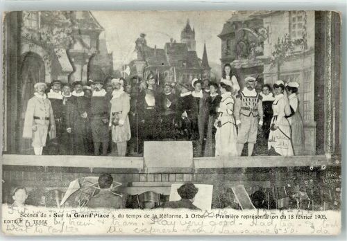 1350 Orbe 1905 - Theaterscene Sur la Grand Place du temps de la Reforme