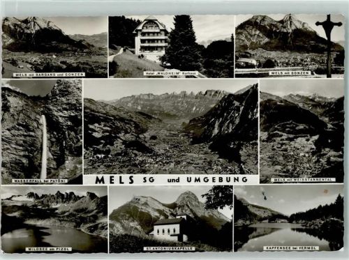 8887 Mels - Wasserfall bei Patöni St Antoniuskapelle Hotel Waldheim Feldpost Mat Kp 62