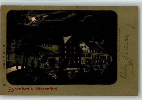 8488 Gyrenbad 1900 Lithographie / Mondschein Gruss aus - 8754 Verlag Gebr. Metz , gute Erhaltung AK