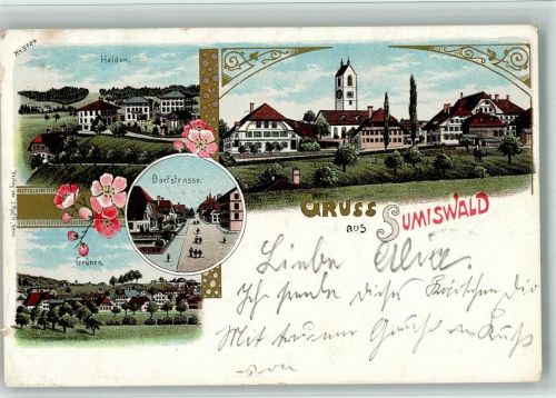 3454 Sumiswald 1901 BOAKC Lithographie Halden Dorfstraße Grünen
