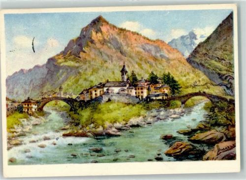 6676 Bignasco Künstlerkarte Cavergno sign. Prof Mazzoni