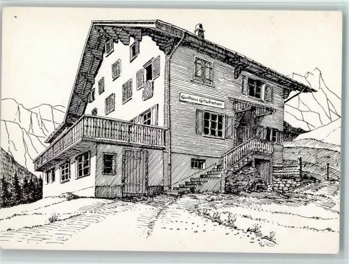 6461 Isenthal Künstlerkarte Gasthaus Gitschenen Seilbahnstation