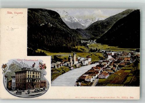 7542 Susch 1908 Foto AK Hotel Schweizerhof