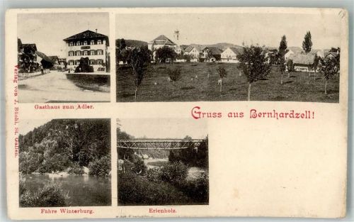 9304 Bernhardzell 1904 Foto AK Gasthaus zum Adler Fähre Winterburg Erlenholz