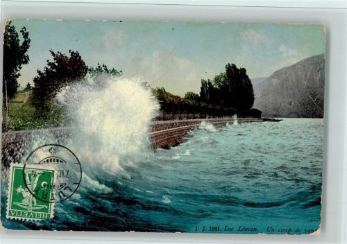 1095 Lutry - Lac Léman Un Coup de Vent - Gischt einer Welle