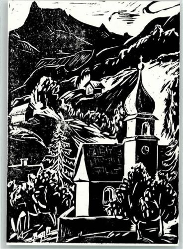 7317 Valens - Holzschnitt Kirche