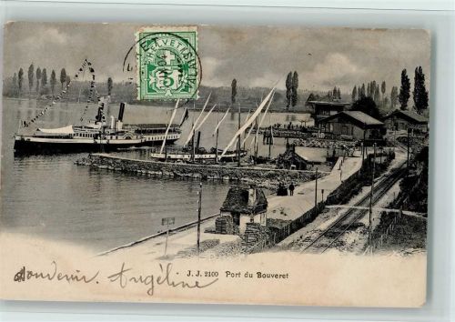 1897 Bouveret 1904 - Hafen mit Raddampfer, Verlag J.J. Nr. 2100, Stempel auf der Ansicht ERhalt II.