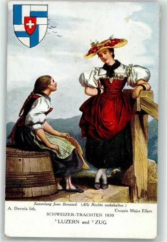 1917 - Mädchen in Luzerner und Zugertracht