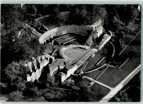 4302 Augst BL - Augjusta Raurica Römisches Theater darunter Amphitheater Flugaufnahme