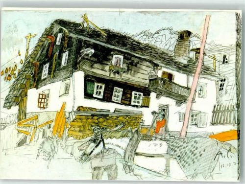 7132 Vals Künstlerkarte sign. Carigiet Haus