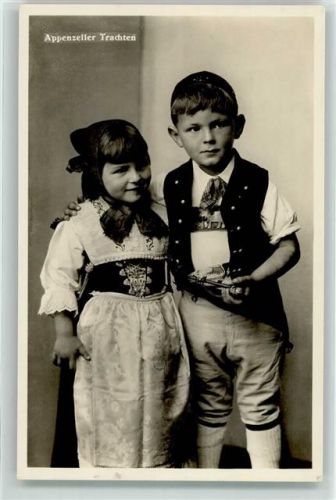 9050 Appenzell Foto AK Mädchen Junge Foto Gaberel BahnpostZug 3644