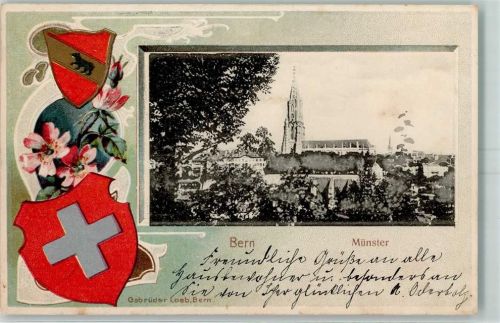 3000 Bern Berne 1904 Prägedruck Passepartout Wappen Münster AK