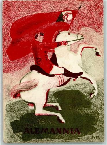 1700 Fribourg Freiburg Gebrauchsspuren Alemannia Mann auf Pferd