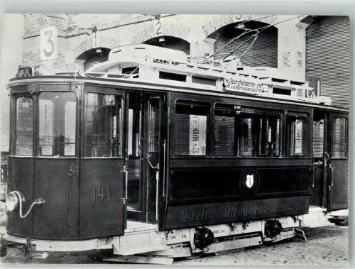 4000 Basel Bâle Foto AK Straßenbahn BE 2/2 141 1912 Depot Wiesenplatz