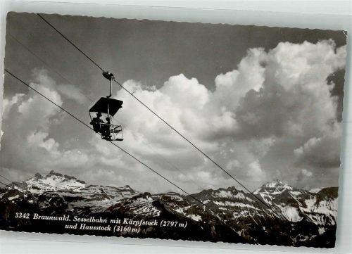 8784 Braunwald Foto AK Seilbahn Kärpfstock Hausstock