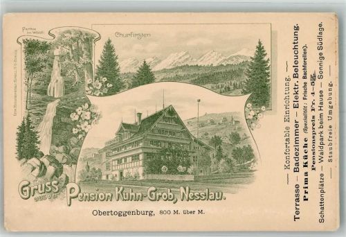 9650 Nesslau Foto AK Pension Kuhn-Grob Churfirsten Wasserfall