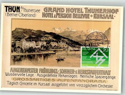 3600 Thun 1982 Foto AK Grand Hotel Thunerhof Briefmarke Bildseite