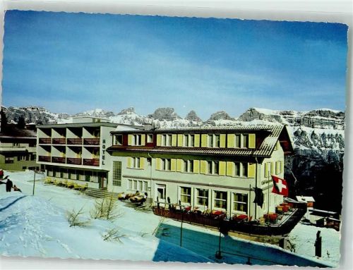 8898 Tannenboden Flumserberg Foto AK Winter Hotel Gamperdon Foto Steinemann