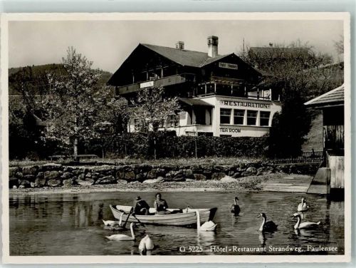 3705 Faulensee - Hotel Gasthaus Strandweg Ruderboot Schwäne