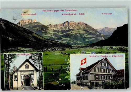 8717 Benken SG 1914 - glarnerland Mürtschenstock Frohnalpstock Schilt Freiberge Gnadenkapelle Gasthof Pension Zum Pilgerhaus