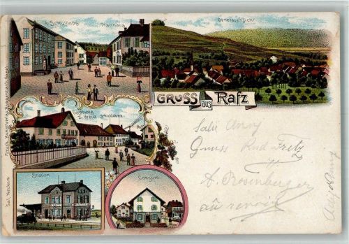 8197 Rafz BOAKC Gasthaus zum Kreuz Bahnhof Geschäft Lithographie