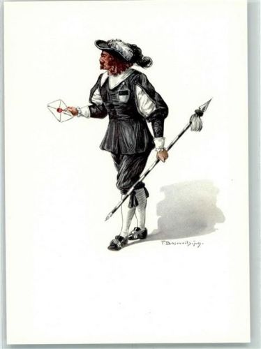 3000 Bern Berne Künstlerkarte PTT-Museum Standesläufer von Freiburg Kostüm des XVII. Jahrhundert sign