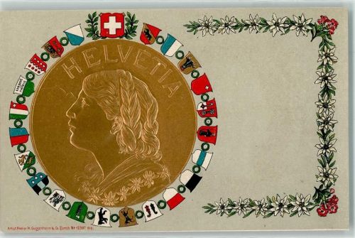 Helevetia Wappen Helvetia Prägedruck