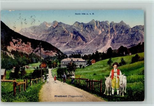 9651 Rietbad - Säntis Junge in Tracht mit Kälbern