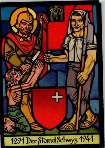 Schwyzer Standesscheibe Pro Infirmis Schweiz 1940 Künstlerkarte