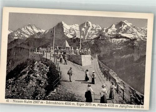 Niesen Foto AK Eiger Mönch Jungfrau Aussichtsplattform Niesen-Kulm