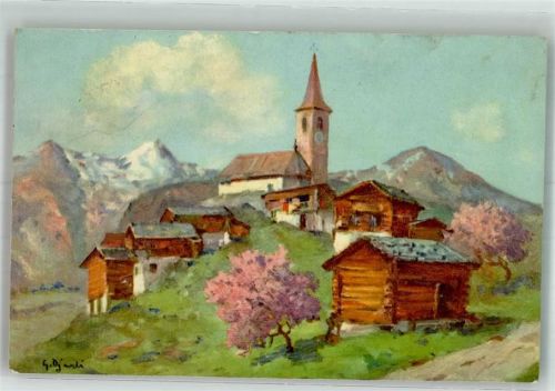 7477 Filisur Künstlerkarte Kirche chur Alubla