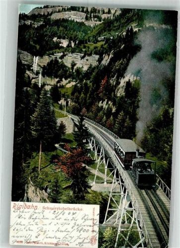6410 Rigi Kulm 1904 Foto AK Zahnradbahn Rigibahn Schnurrtobekbrücke