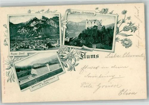 8890 Flums 1900 - Spinnerei Schlitzbach Schloss Gräpplang