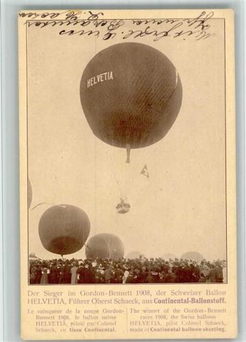 8000 Zürich BOAKC Gordon-Bennett 1909 Sieger Ballon Helvetia 1908